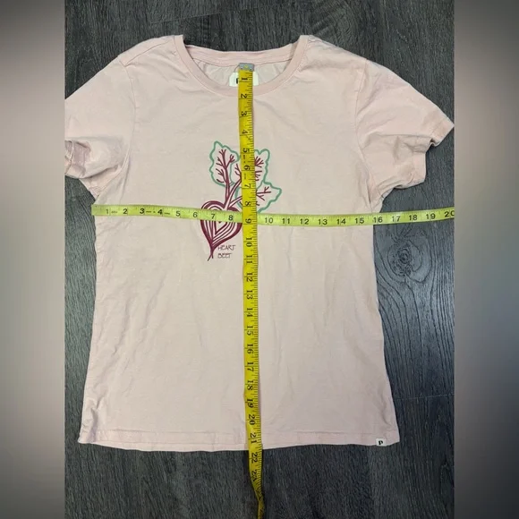 Pact Women’s Medium Pink Heart Beet Graphic T-Shirt 100% Organic Cotton Heart - Picture 8 of 8